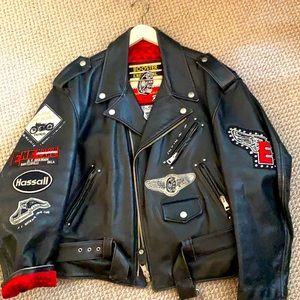 Unisex leather European biker jacket